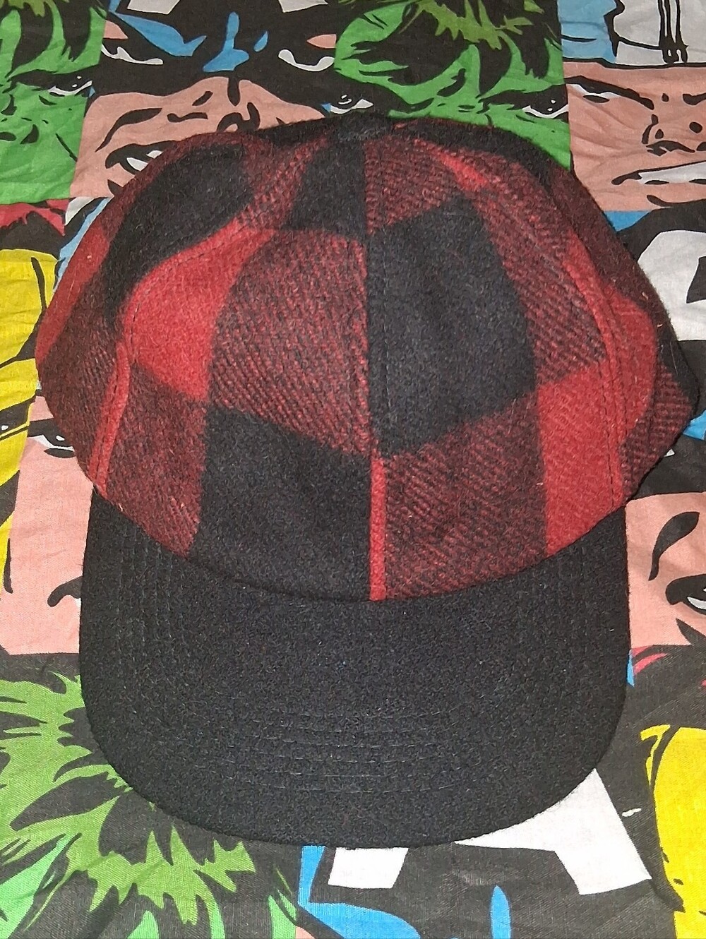 New 90s Red Flannel Stretch Fit Cap Hat Vintage Blank